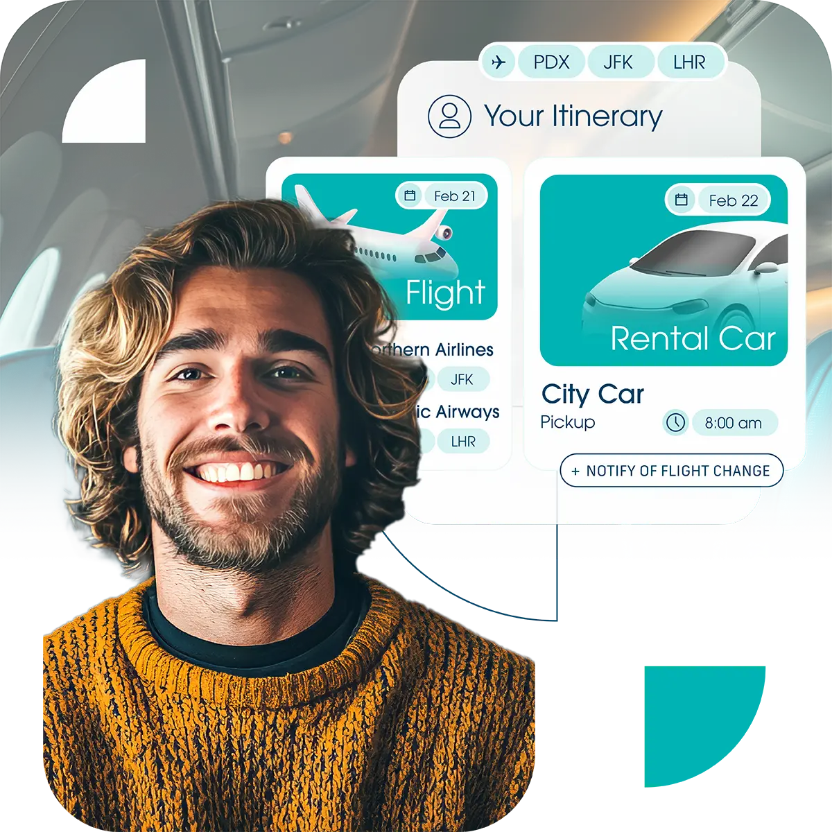 Itinerary interface showing customer booking options